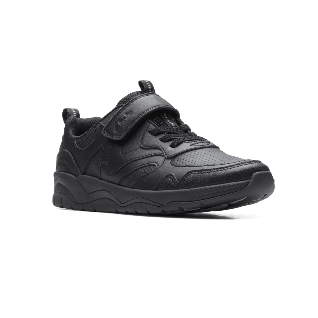 Clarks Boys School Shoe Clowder Sprint K Black Leather