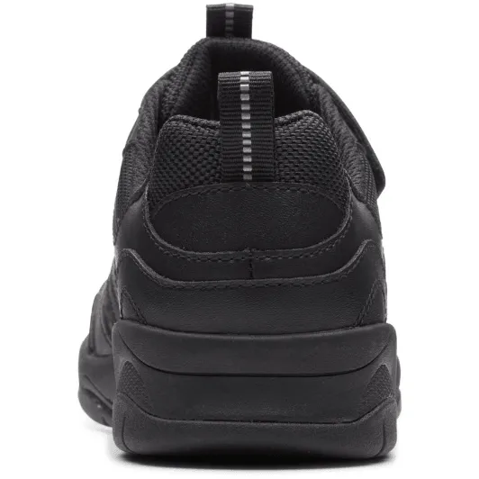 Clarks Boys School Shoe Clowder Sprint K Black Leather