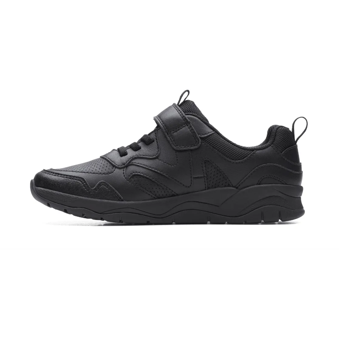 Clarks Boys School Shoe Clowder Sprint K Black Leather