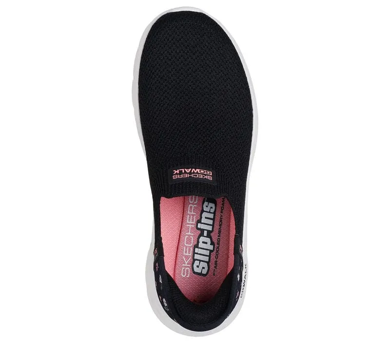 Skechers Women's Go Walk Flex Slip Ons- Black/ Pink